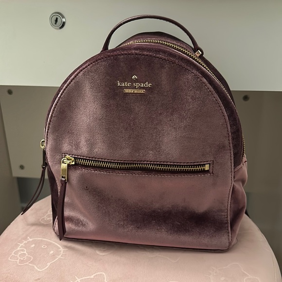 Purple Velour Kate Spade Mini Backpack - Picture 1 of 6